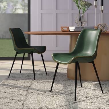 Green faux best sale leather dining chairs